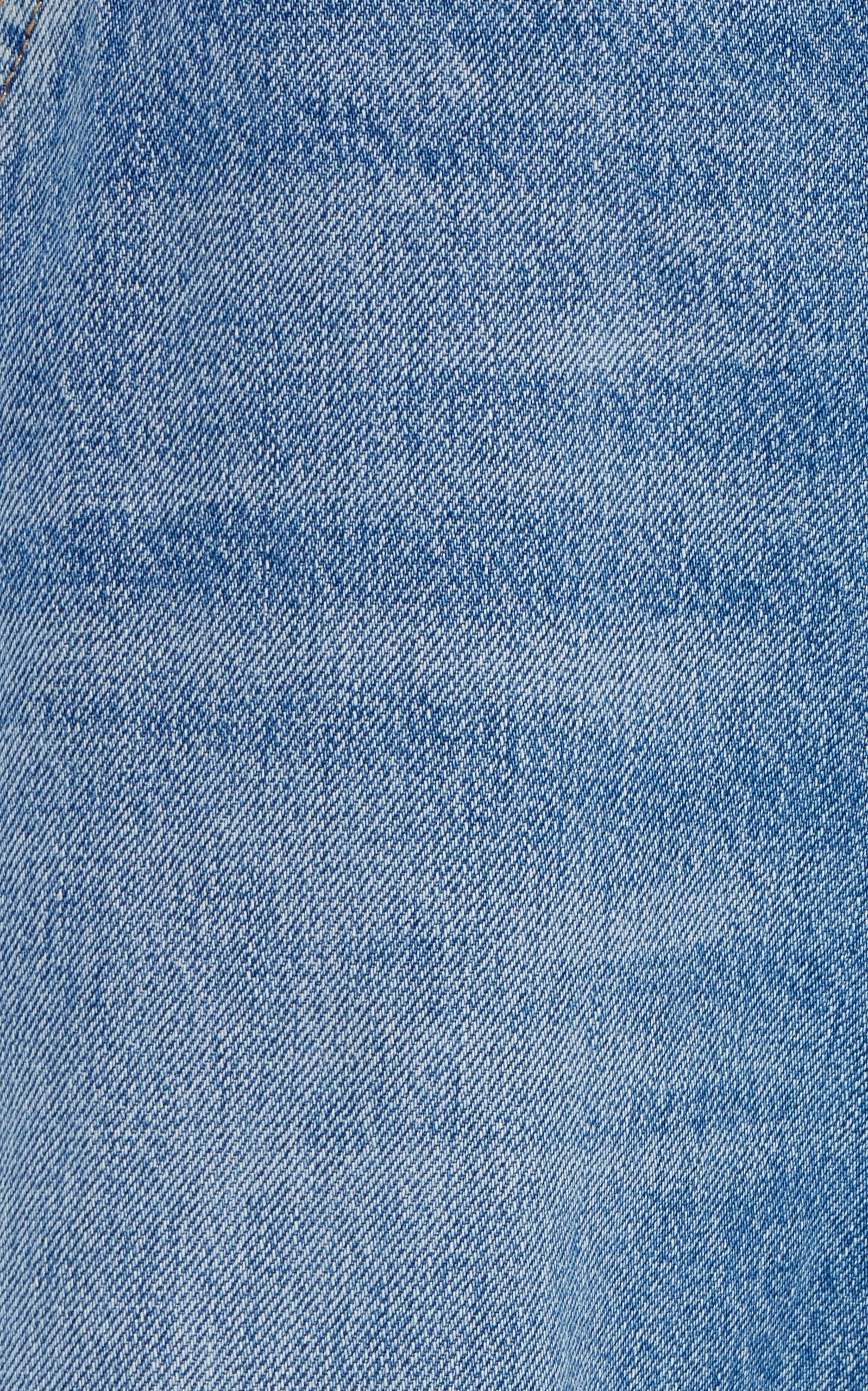 Brandon Maxwell Alexa Cuffed Rigid Low-Rise Straight-Leg Jeans - Medium Wash