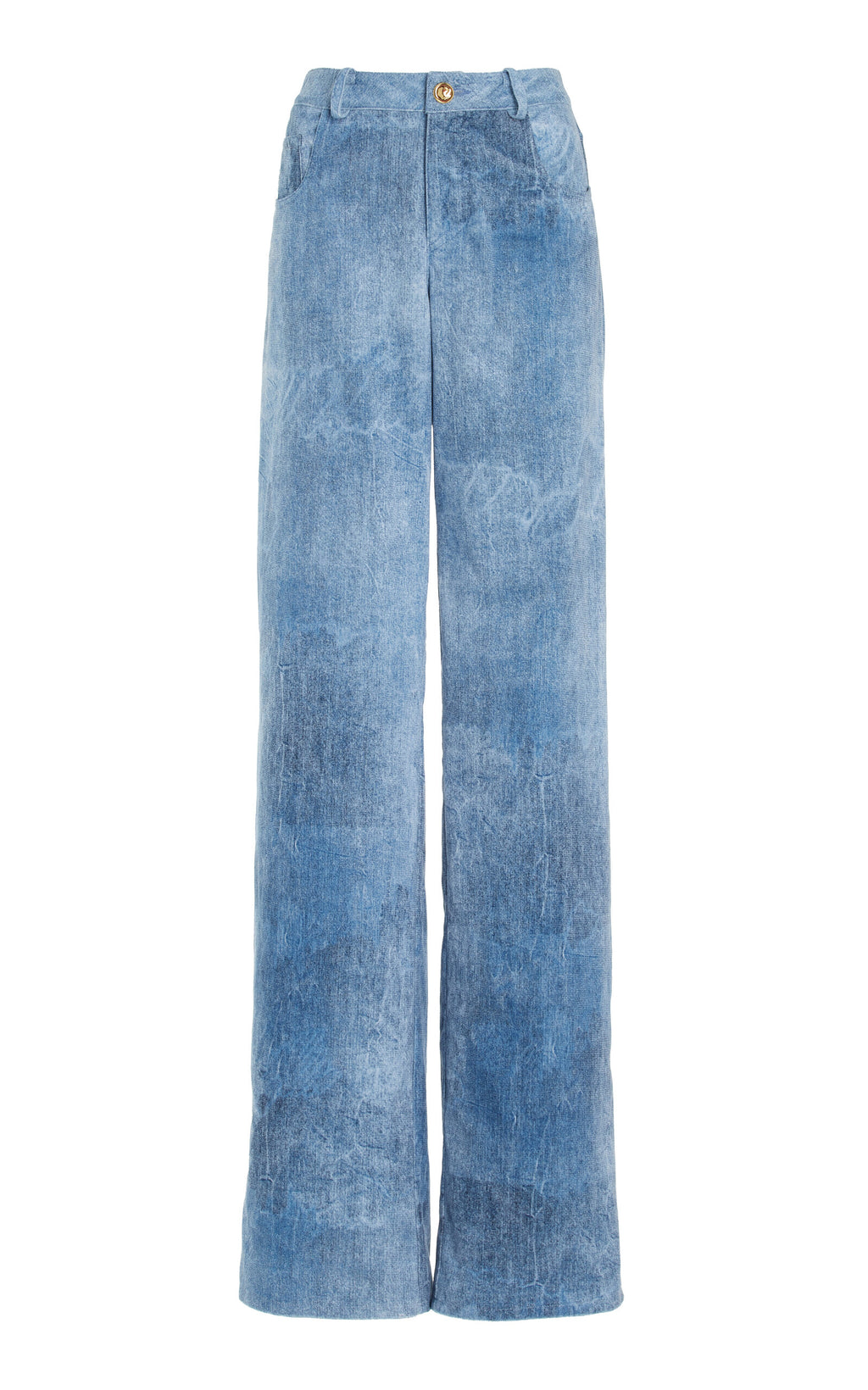 Brandon Maxwell The Reid Velvet Denim Straight-Leg Pants - Medium Wash