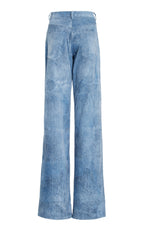 Brandon Maxwell The Reid Velvet Denim Straight-Leg Pants - Medium Wash