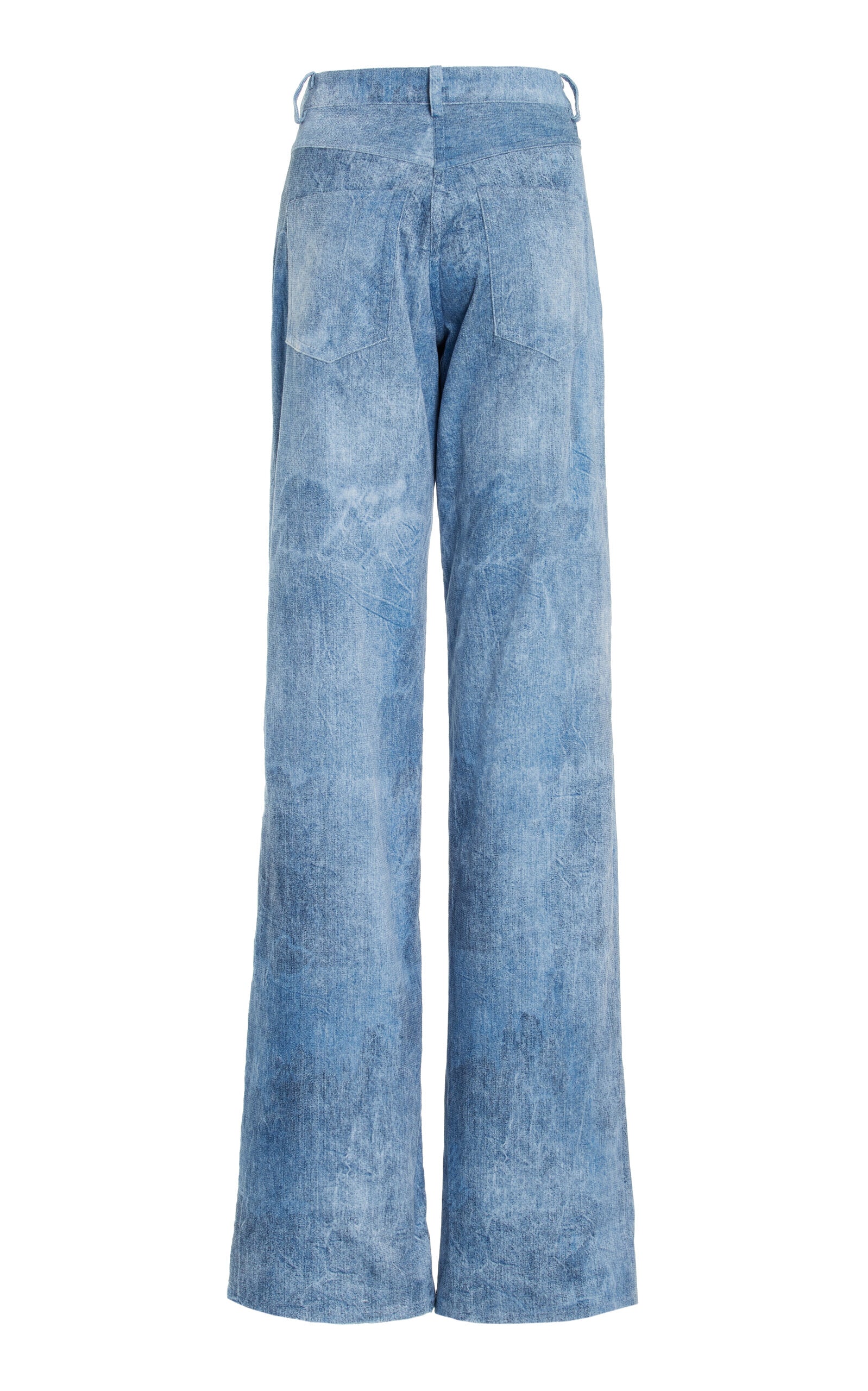 Brandon Maxwell The Reid Velvet Denim Straight-Leg Pants - Medium Wash