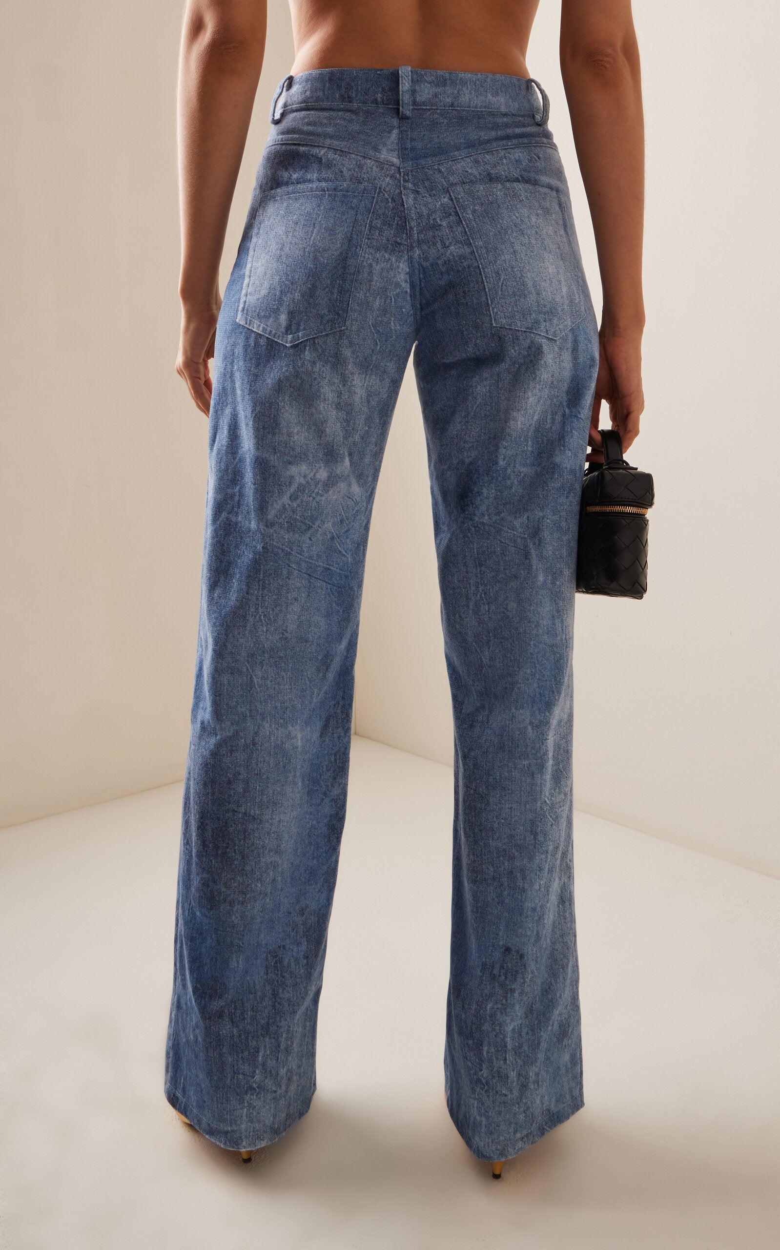 Brandon Maxwell The Reid Velvet Denim Straight-Leg Pants - Medium Wash