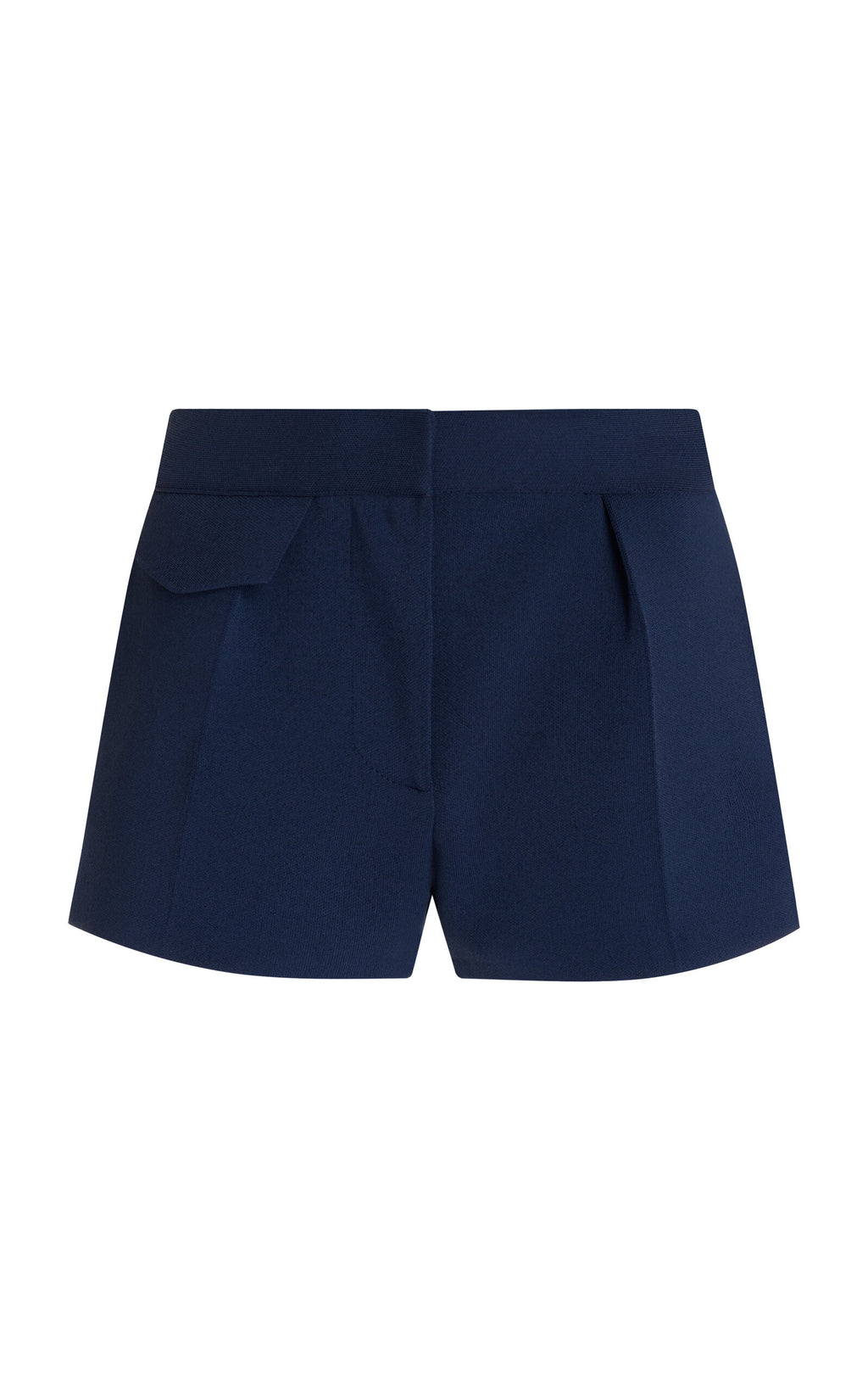 Brandon Maxwell Nedra Navy Tailored Knit Shorts: Luxury Viscose Blend Comfort
