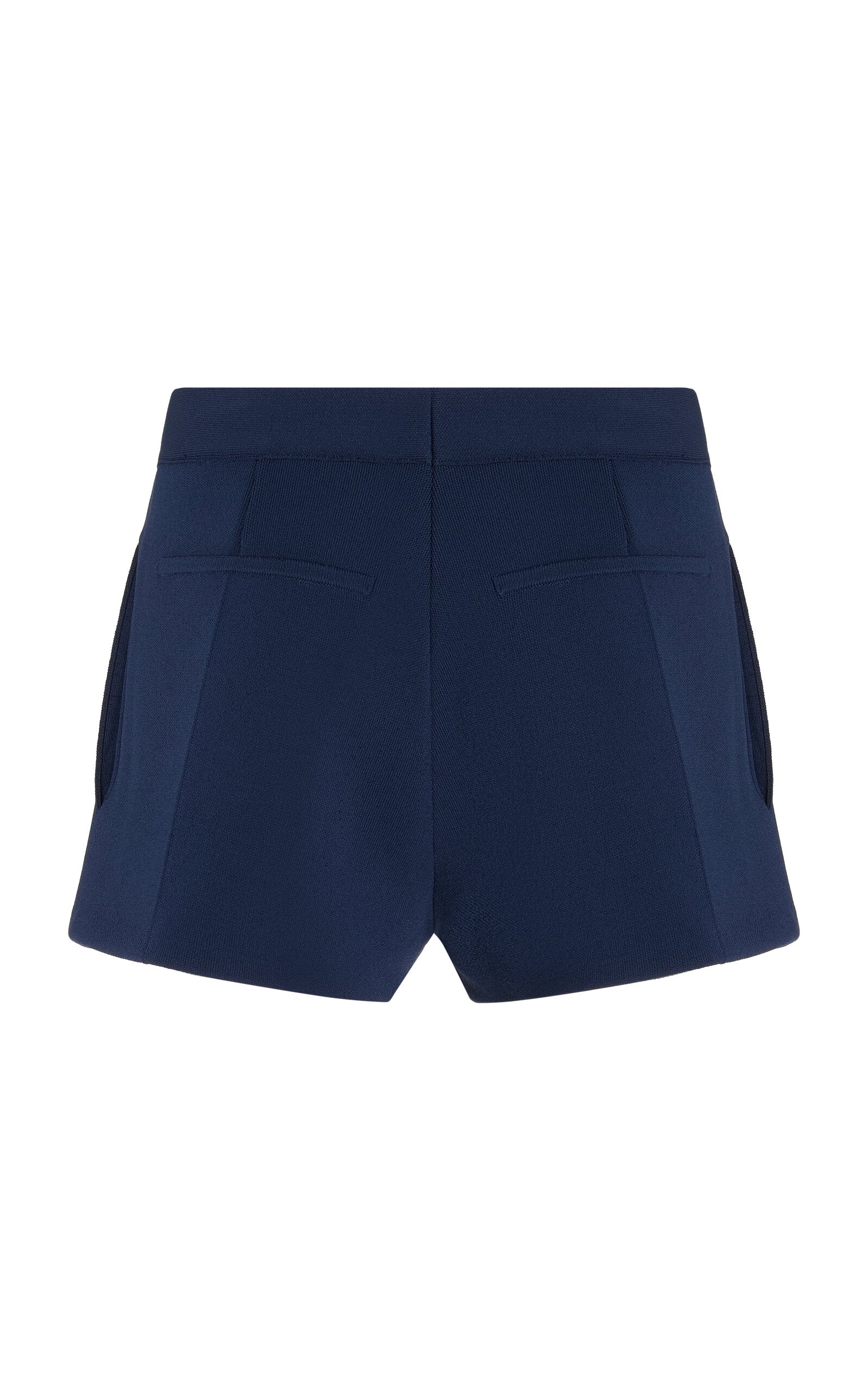 Brandon Maxwell Nedra Navy Tailored Knit Shorts: Luxury Viscose Blend Comfort