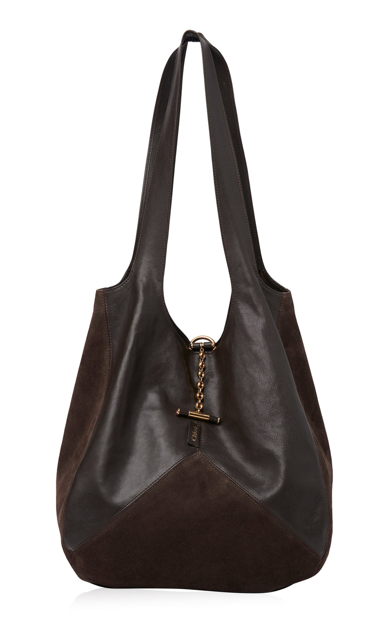 Chloé Balloon Large Brown Leather Suede Patchwork Shoulder Bag - Spacious Bohemian Style