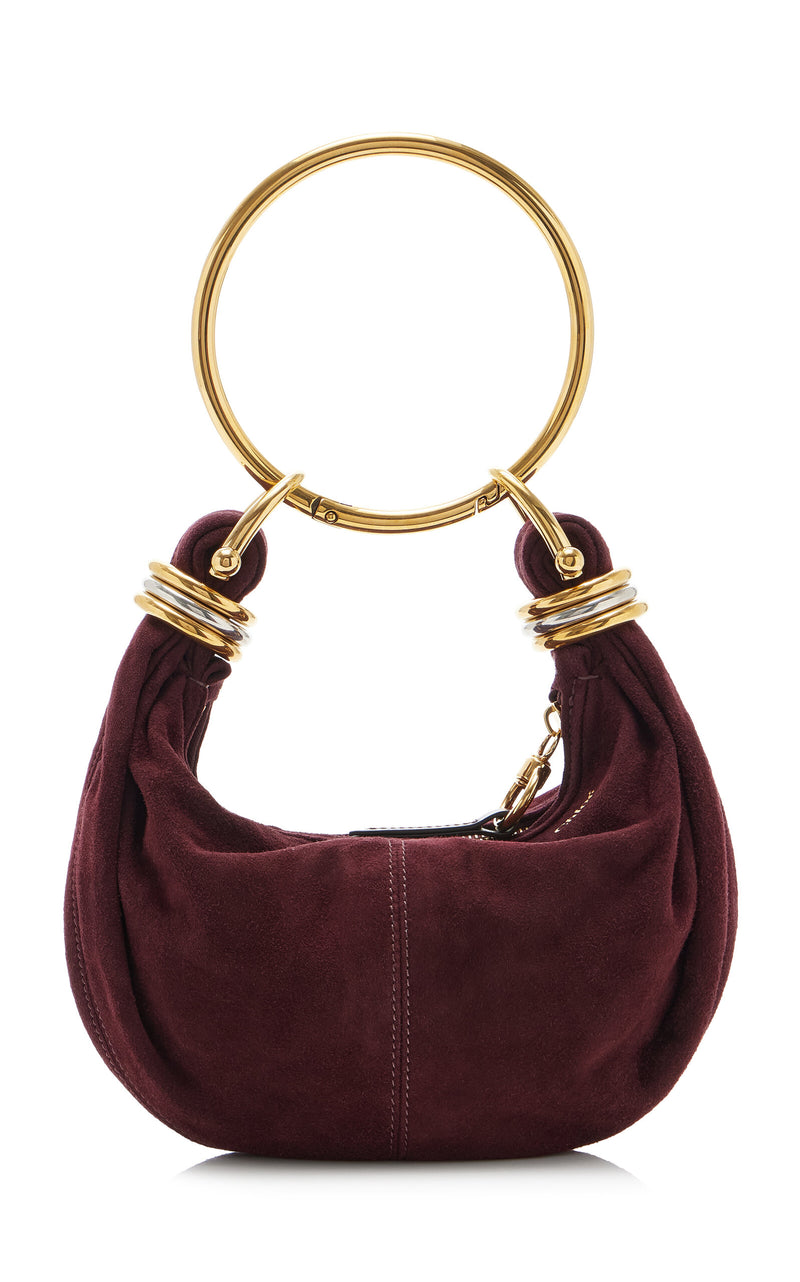 Chloé Luxurious Purple Suede Bracelet-Handle Shoulder Bag with Gold Hardware