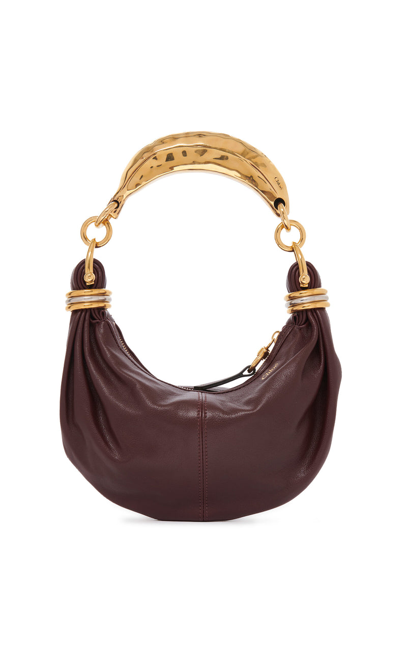 Chloé S626 Purple Grained Buffalo Leather Bracelet-Handle Shoulder Bag