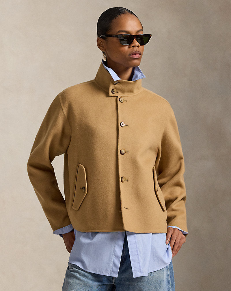 Polo Ralph Lauren Women's Double-Faced Wool Jacket with Stand Collar & Pockets