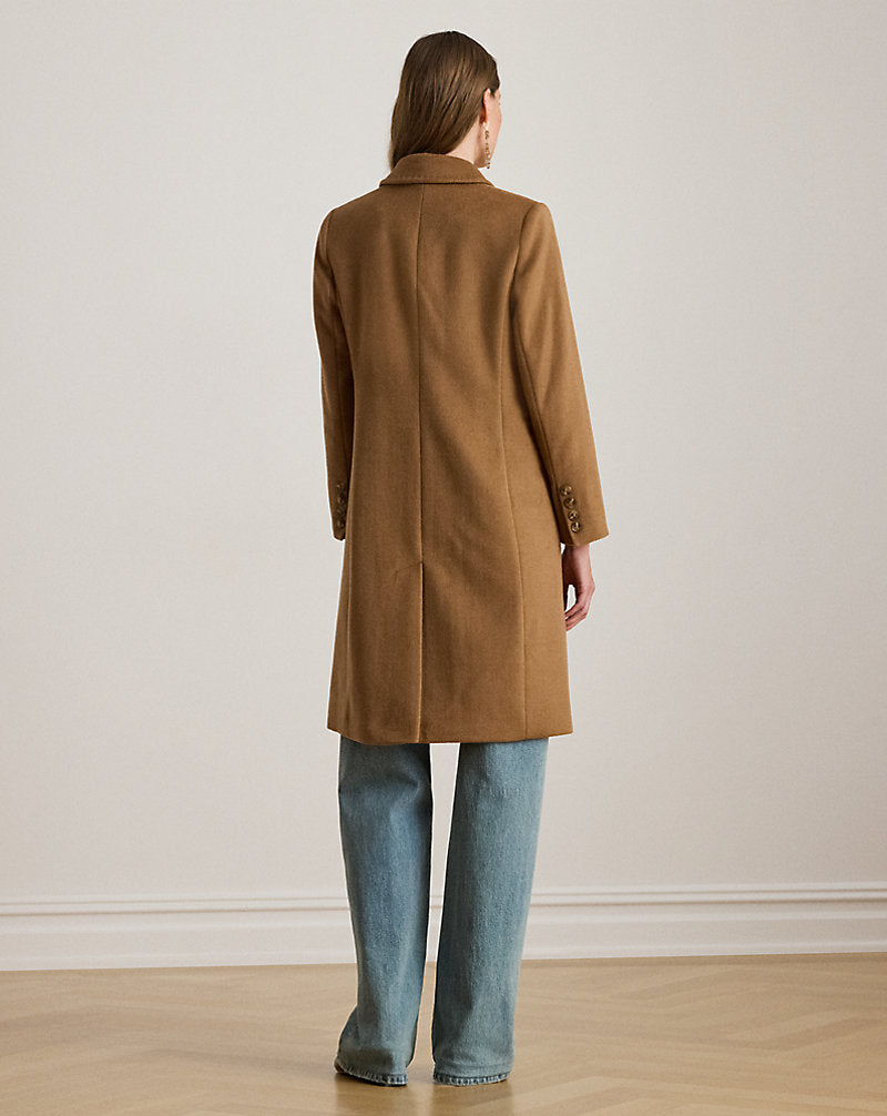 Chic Women&#39;s Double-Breasted Wool-Blend Coat: Elegant Style &amp; Warmth