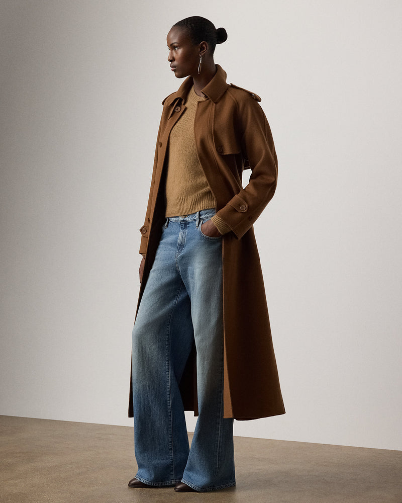Sophisticated Wilen Double-Faced Wool-Cashmere Coat, Buckled Belt, Italian Craftsmanship