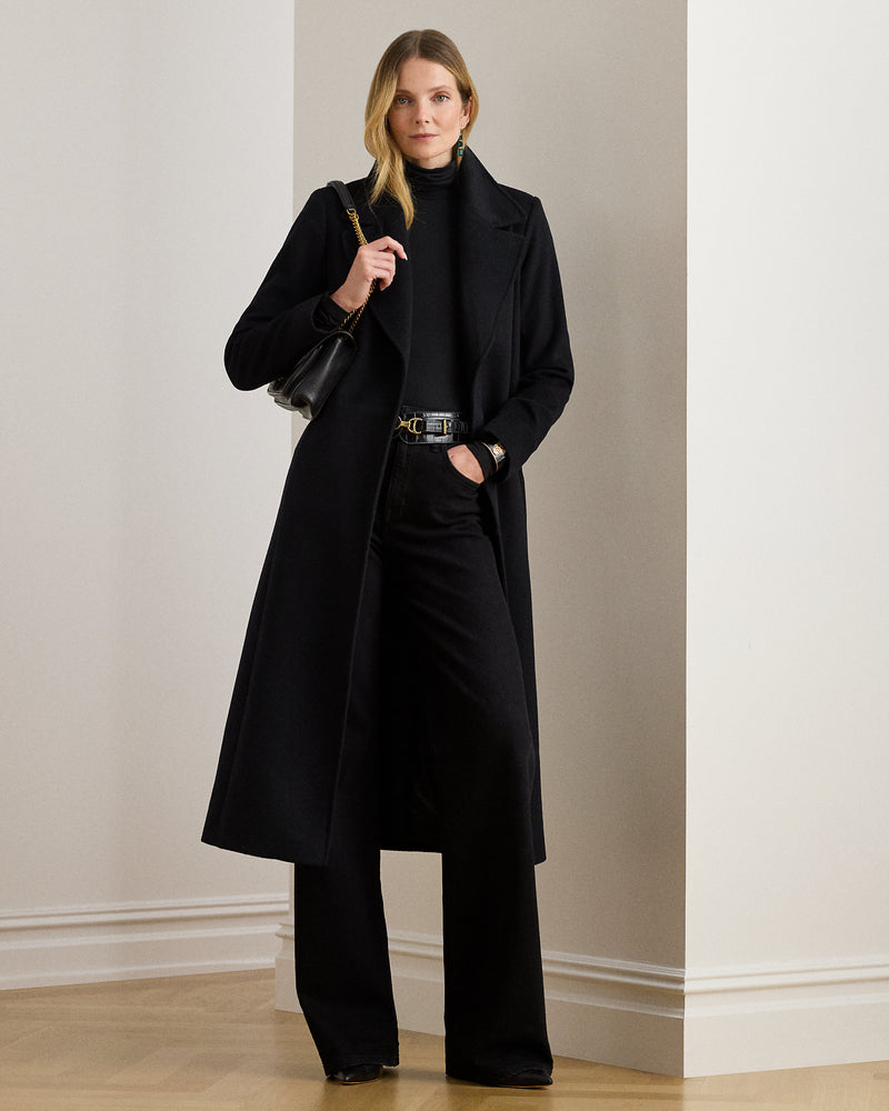 Luxurious Ralph Lauren Women's Wool-Blend Wrap Coat - Elegant Style, Warm Comfort