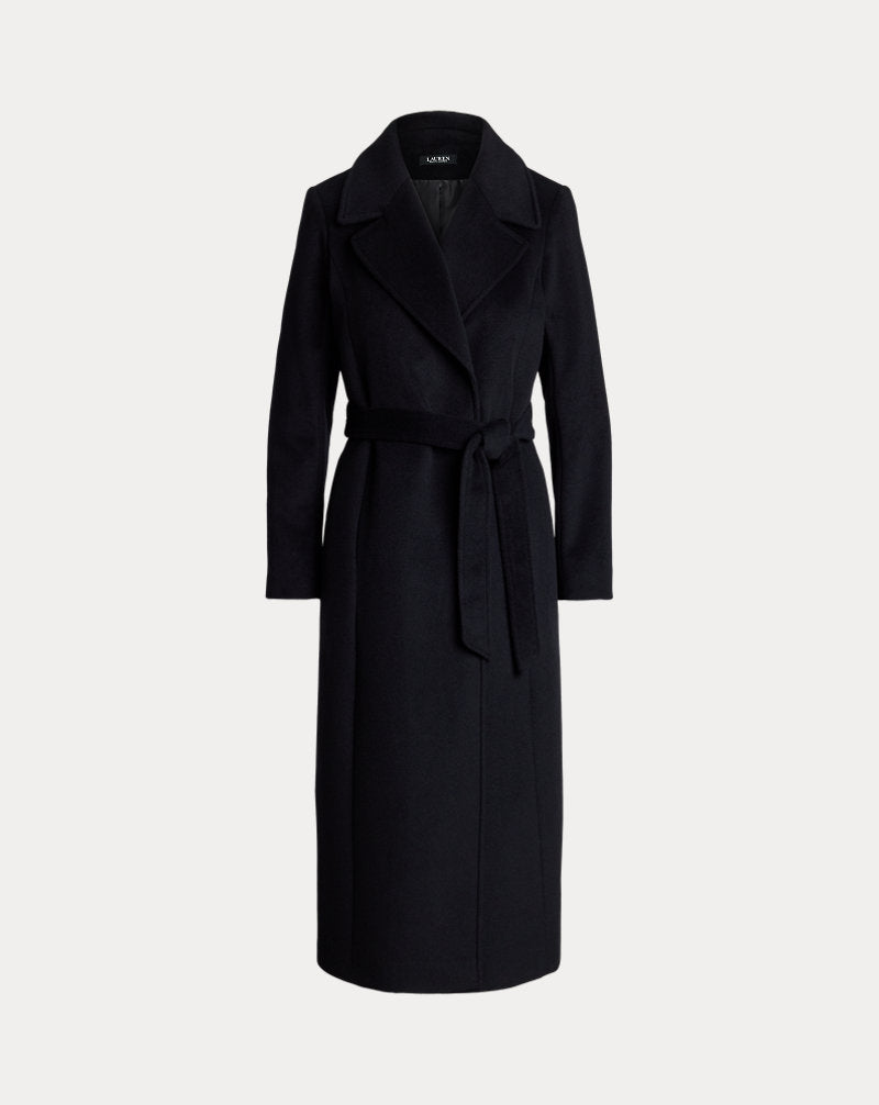 Chic Wool-Blend Herringbone Double-Breasted Coat for Women - Classic Style
