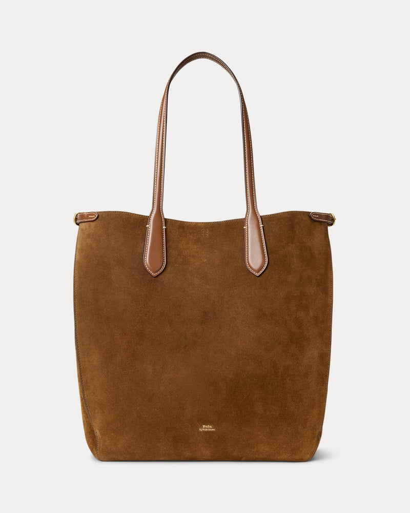 Ralph Lauren Bellport Suede North-South Tote Handbag – Elegant Italian Calfskin Shoulder Bag