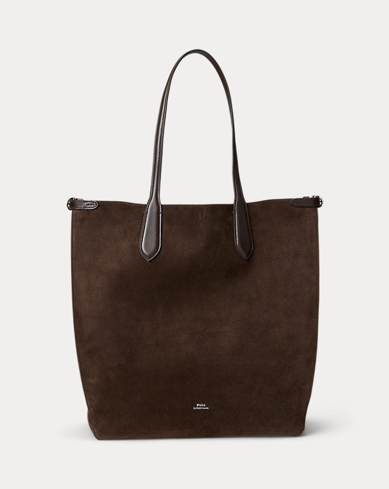 Bellport Suede North-South Tote Bag with Italian Leather Trim and Expandable Gusset